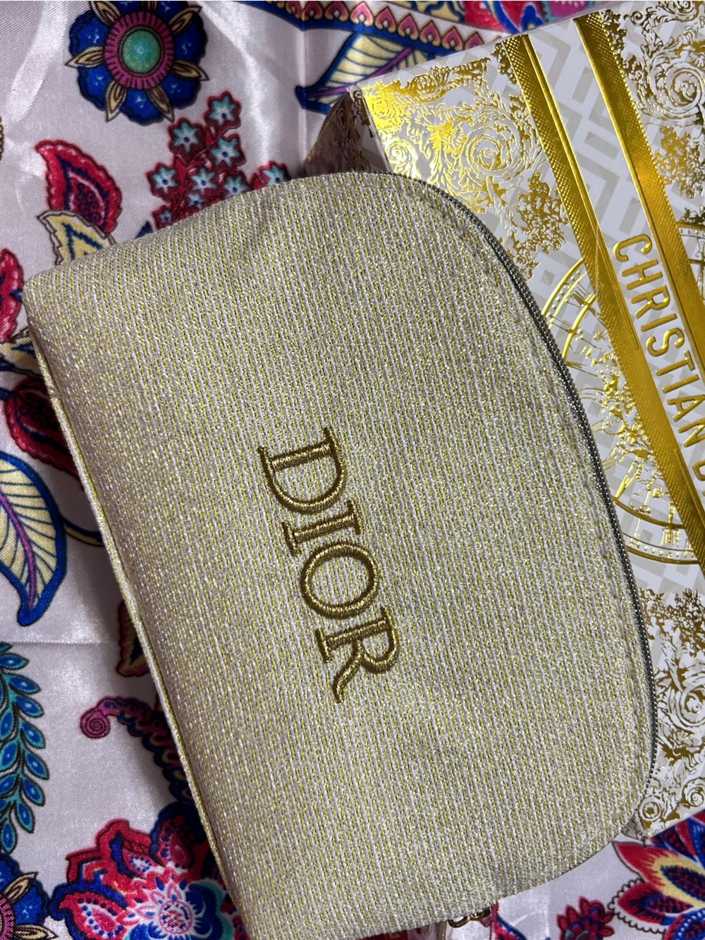 Gold Travel Cosmetic Pouch - Compact Makeup Organizer